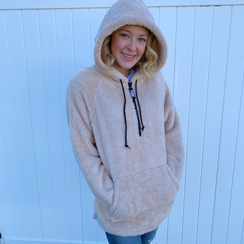 Victoria’s Secret PINK Half Zip Teddy Pullover